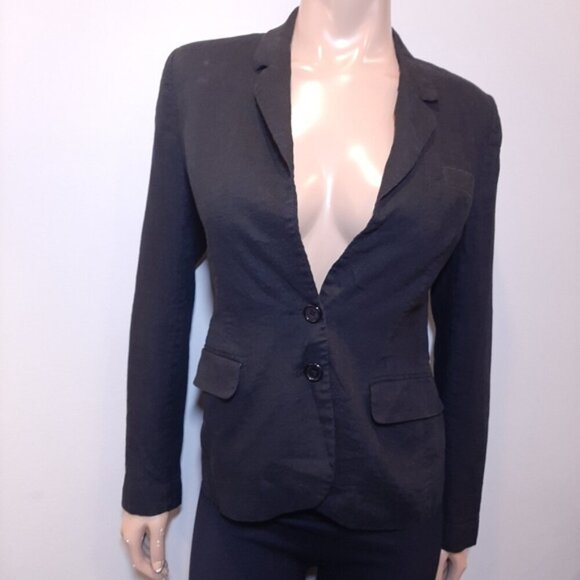 French Connection Linen Blazer Jacket  Black Fitted Size 6 Single Breasted - Picture 11 of 11